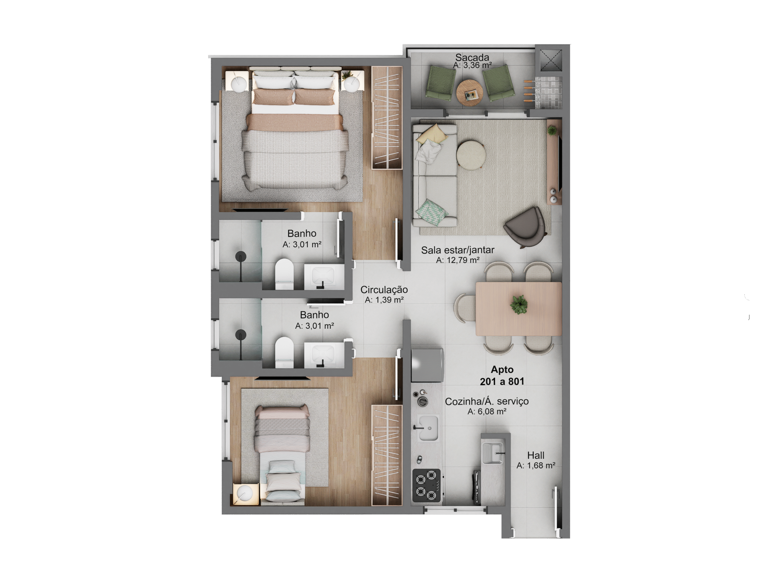 Planta Final 01 - 56,60m²