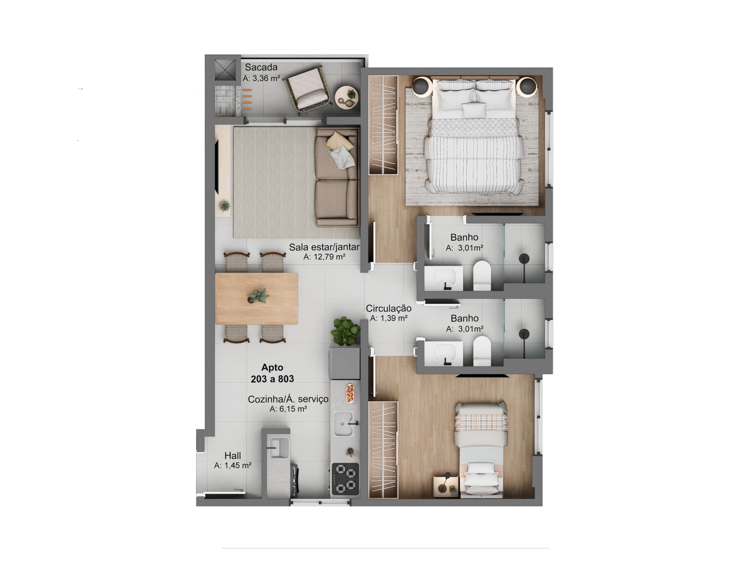 Planta Final 03 - 56,38m²